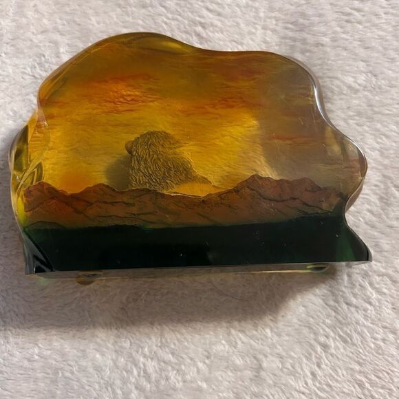 Vintage 1993 NWT the art of christian Lassen 3D resin lion and lion cub piece - Picture 3 of 7